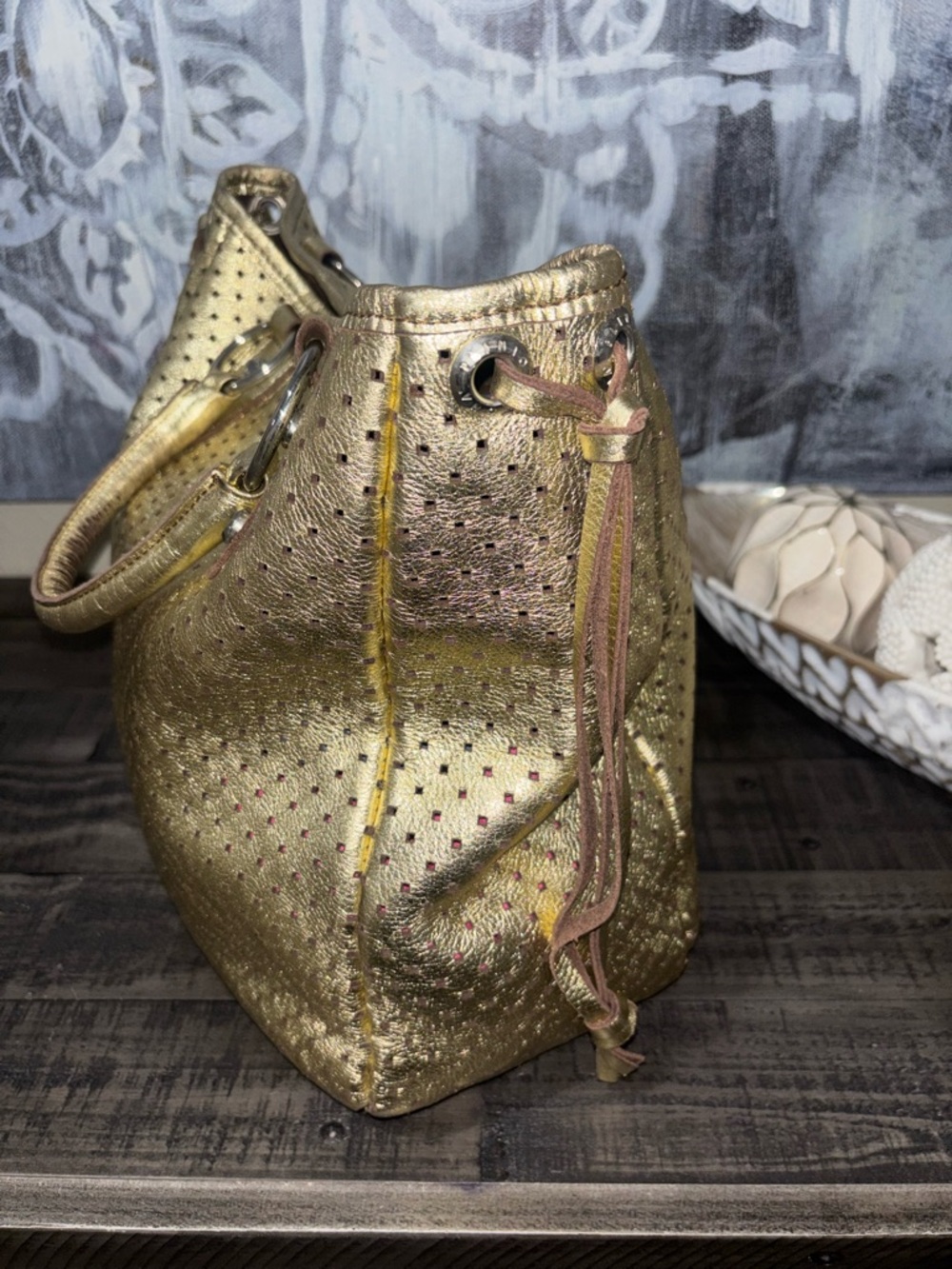 Plinio Visonà gold metallic top handle tote - Picture 4 of 10
